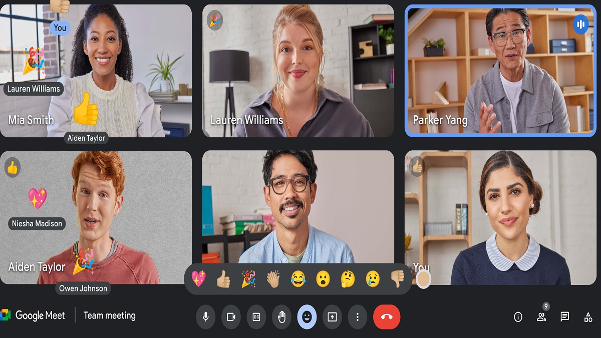 reactions in Google Meet design