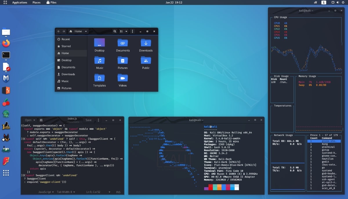 kali linux gnome dark theme